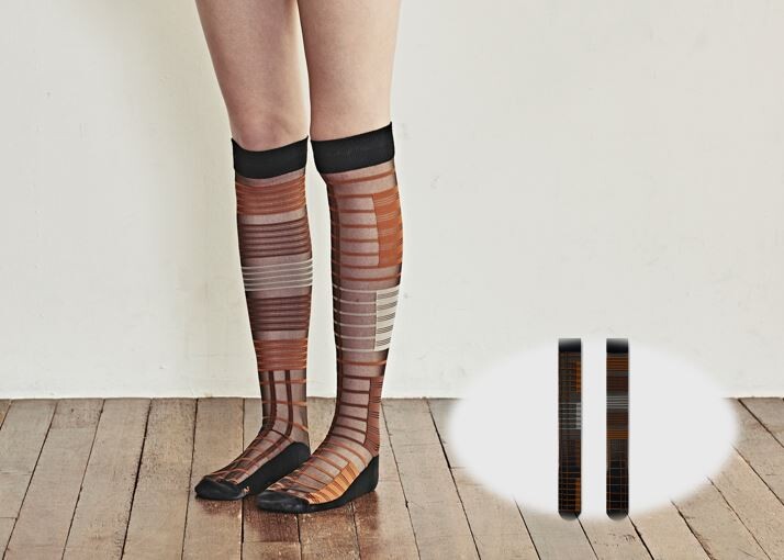 Pumpkin Tartan Sheer Knee-High Socks — Made in Japan product image