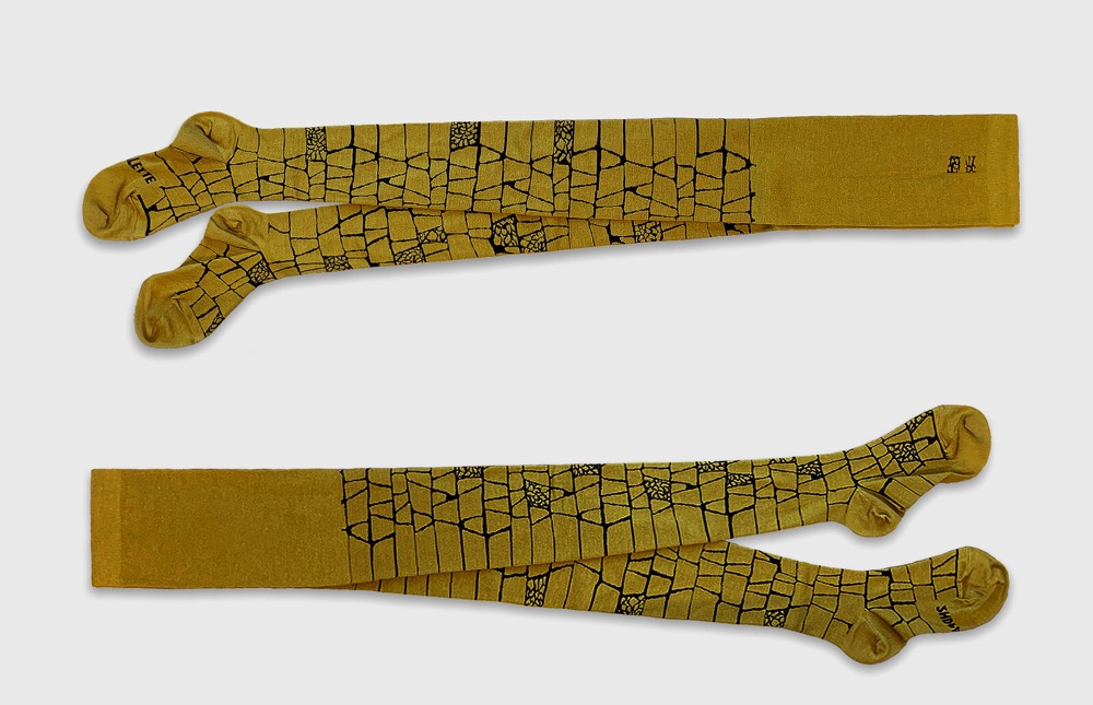 Gold Doldam Asymmetric Design Tights — Made in Japan product image