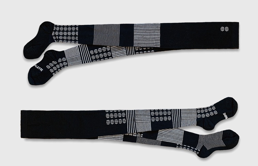 Hound Tooth Asymmetric Design Tights — Made in Japan product image
