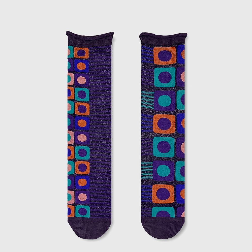 Gleam Violet Glitter Crew Socks — 2nd PALETTE product image