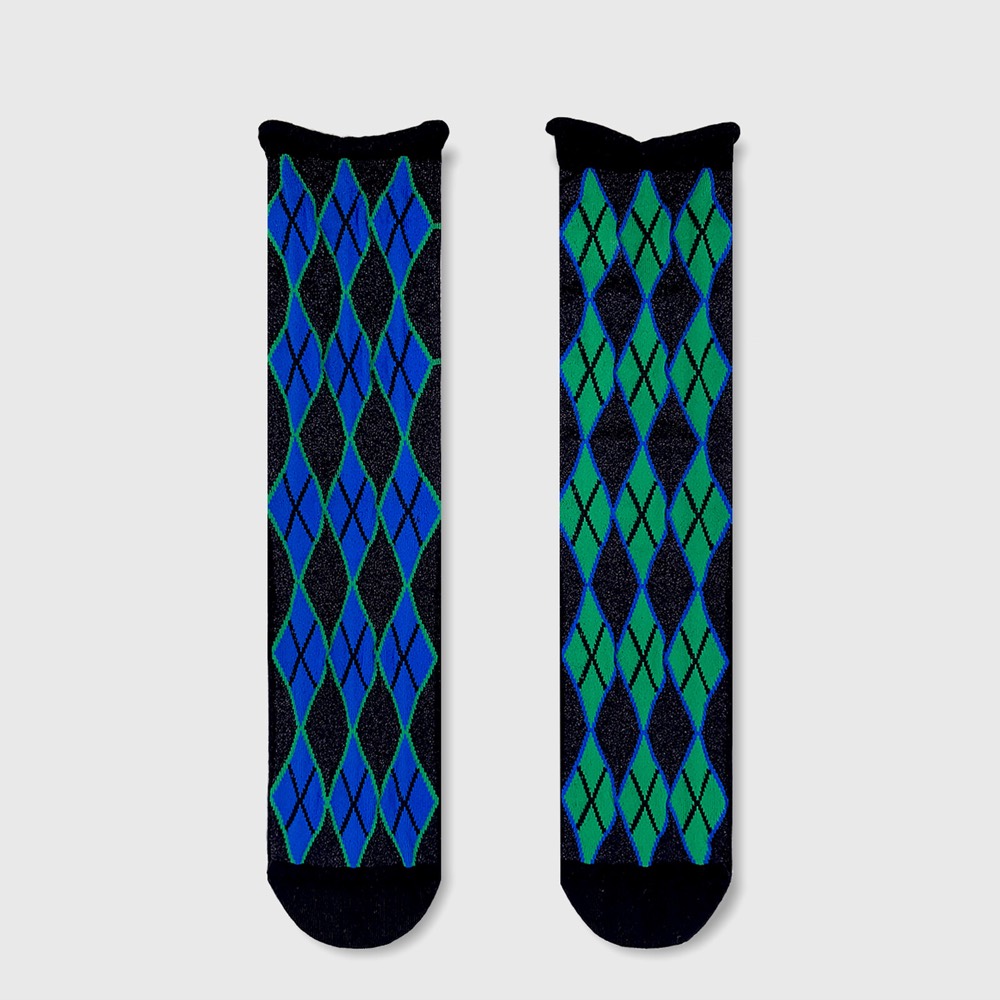 Twinkle Argyle Glitter Crew Socks — 2nd PALETTE product image