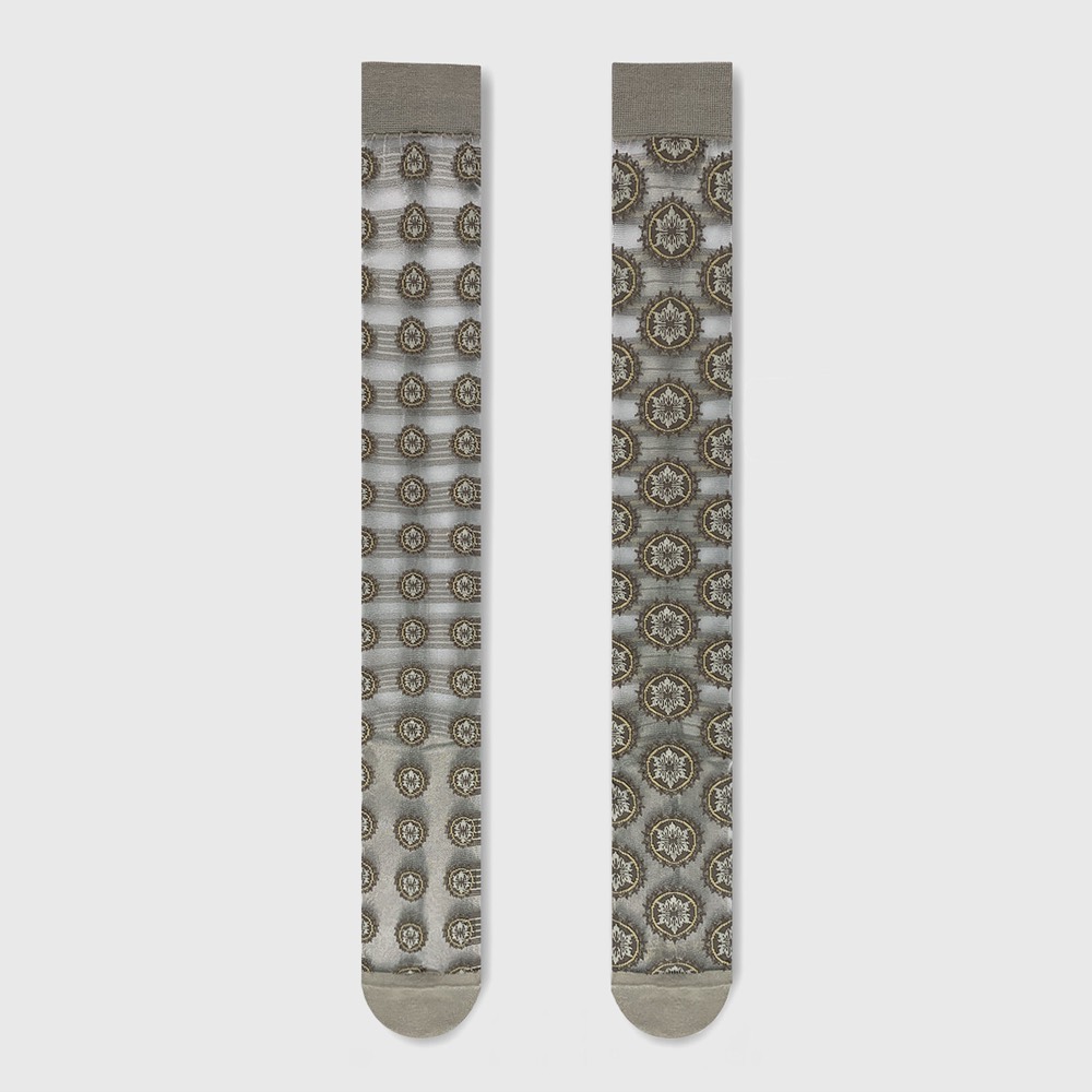Rococo Sheer Knee-High Socks — Asymmetric, Made in Japan product image