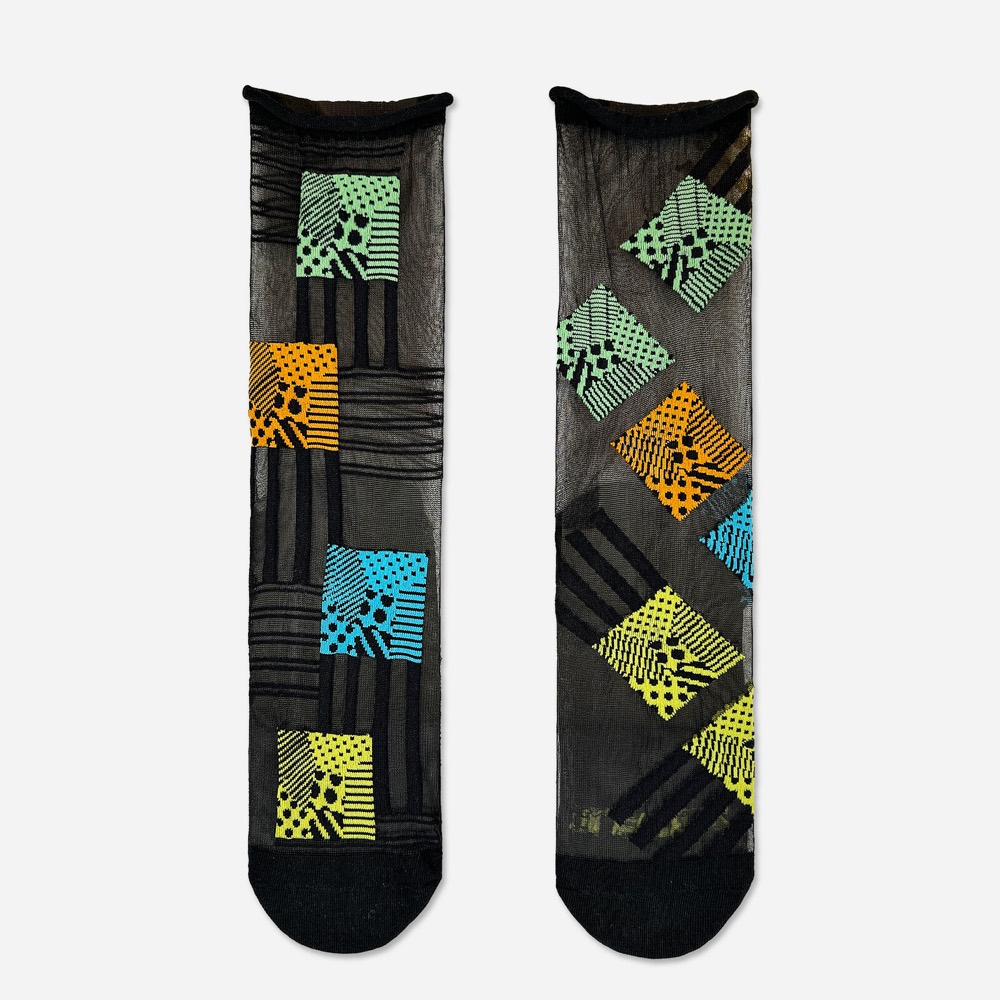 Multi Cube Sheer Socks — Asymmetric, Made in Japan product image