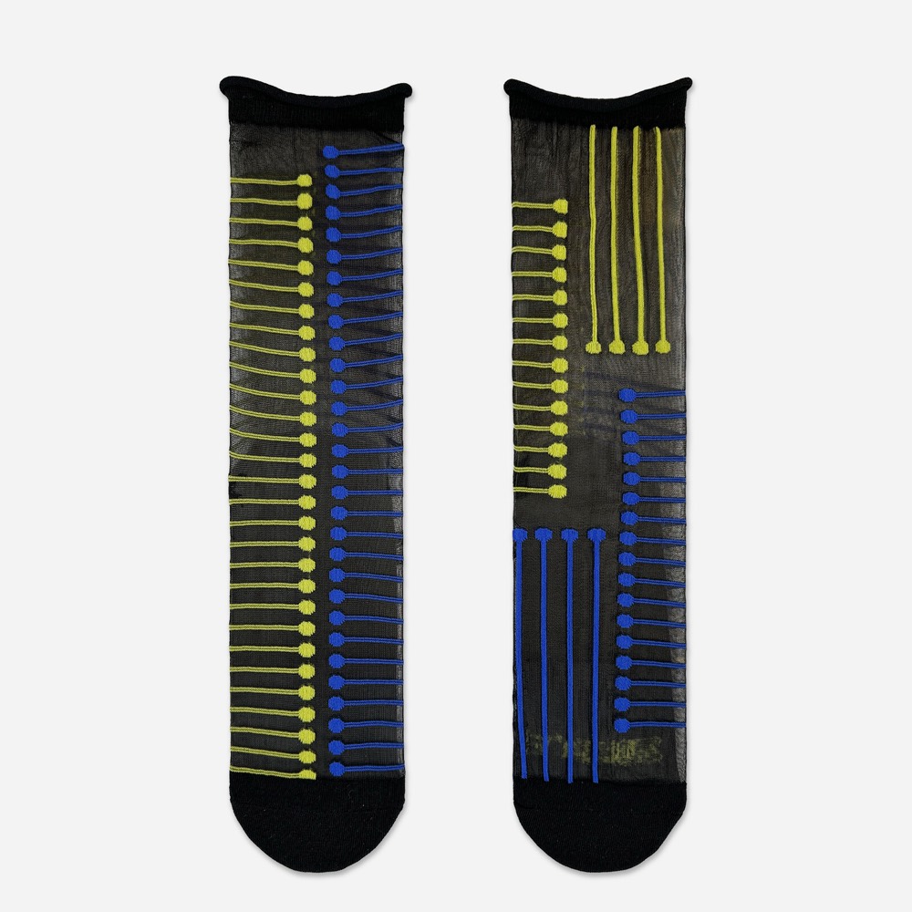 Neon Asymmetric Crew Socks — Made in Japan product image