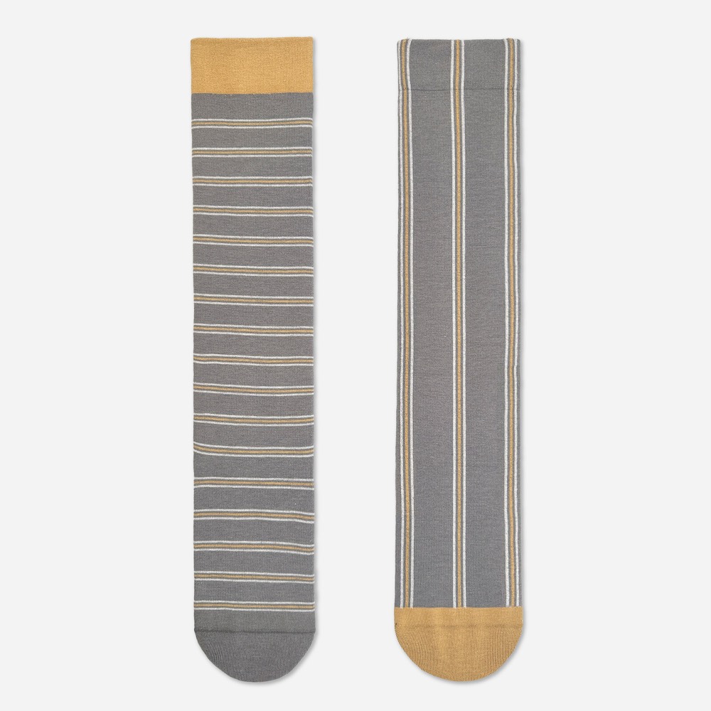 Camel Line Asymmetric Knee-High Socks — Made in Japan product image