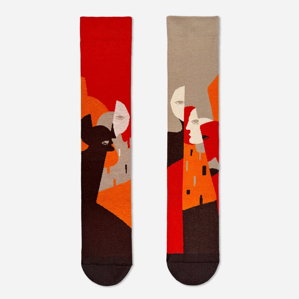 Chat Asymmetric Knee-High Socks — Made in Japan product image