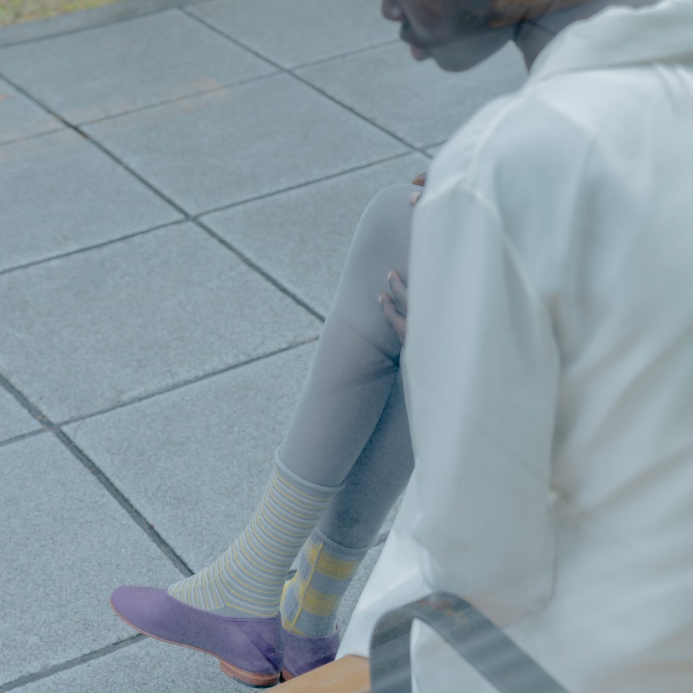 Canary Tartan Sheer Socks — Asymmetric, Made in Japan product image