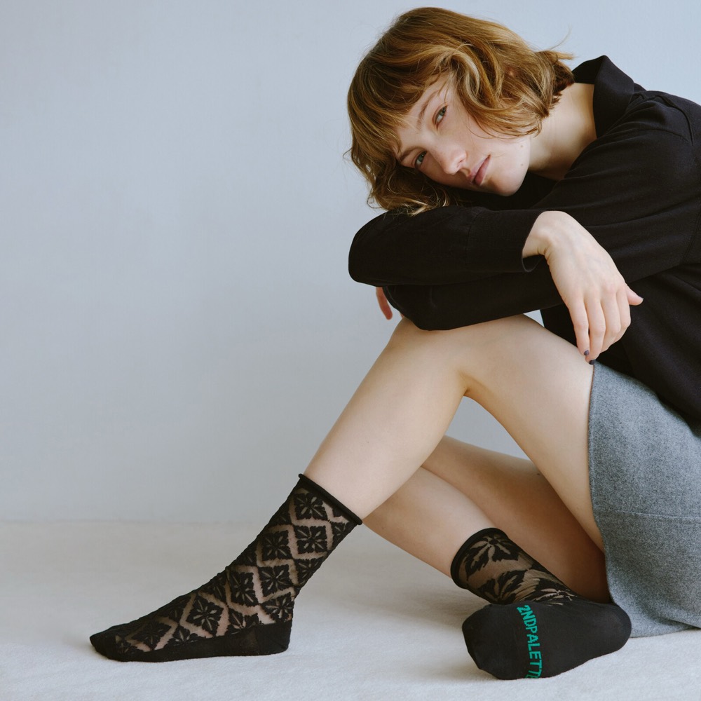 NM Deco Sheer Socks — Asymmetric, Made in Japan product image