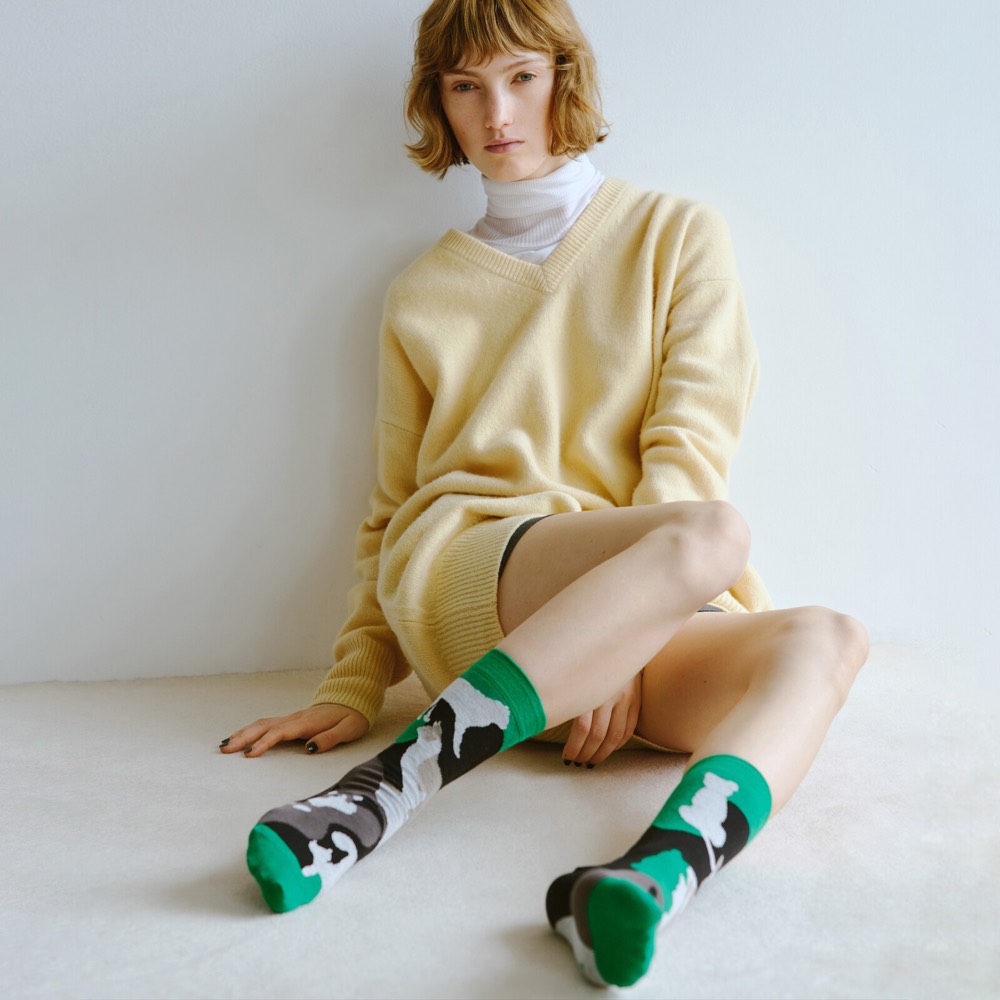 My Cat Asymmetric Crew Socks — Made in Japan product image