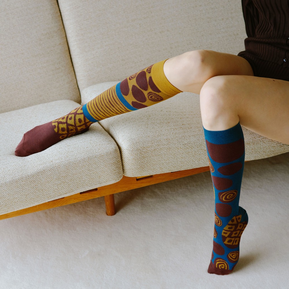Eddy Asymmetric Knee-High Socks — Made in Japan product image