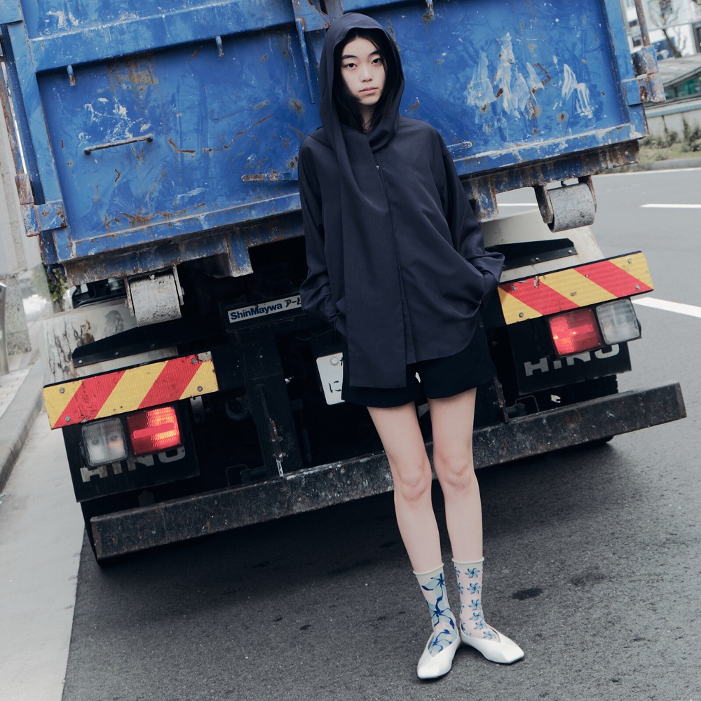 Ocean Bloom Sheer Socks — Asymmetric, Made in Japan product image