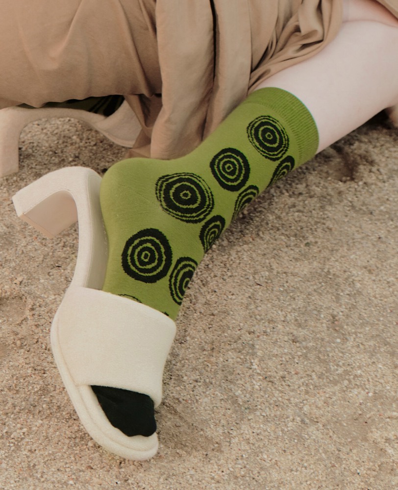 Water Ripple Asymmetric Crew Socks — Made in Japan product image